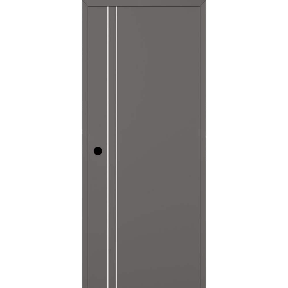 Optima 2V DIY-Friendly 36 in. x 96 in. Right Hand Gray Matte Solid Composite Core Wood Single Prehung Interior Door price history on PriceWatchPro