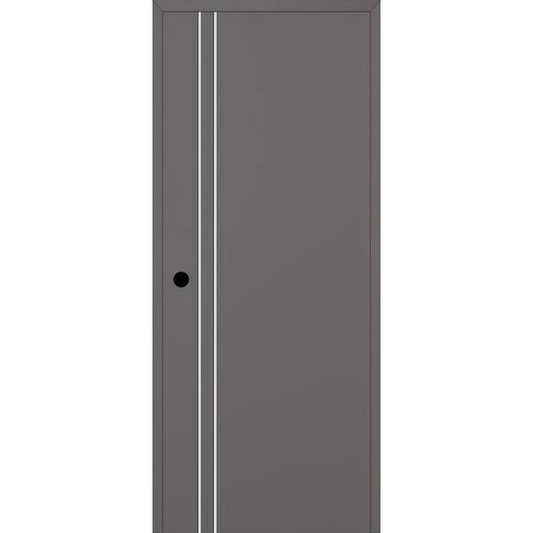 Belldinni Optima 2V DIY-Friendly 32 in. x 80 in. Right Hand Gray Matte Solid Composite Core Wood Single Prehung Interior Door
