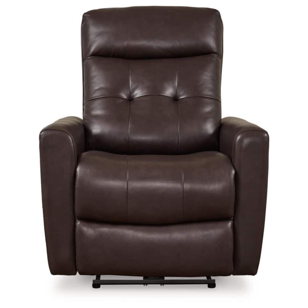 Chocolate Brown Leather Power Recliner with USB Ports