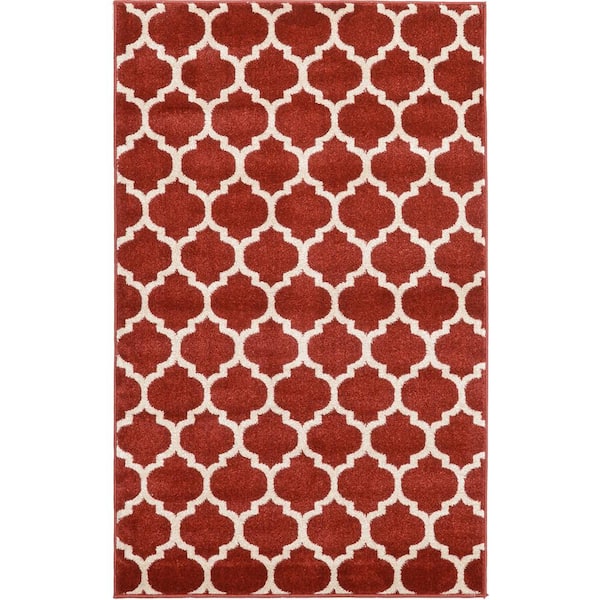 Unique Loom Trellis Philadelphia Red/Beige 3' 3 x 5' 3 Area Rug