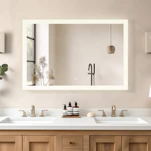 Beijing 48 in. W x 32 in. H Rectangular Acrylic Frameless LED Wall Bathroom Vanity Mirror in White