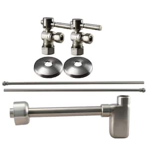 1/2 in. Nominal Compression Lever Handle Angle Stop Complete Pedestal Sink Installation Kit in Satin Nickel