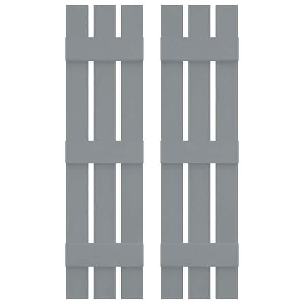 Ekena Millwork Builders Edge 12 in. W x 63 in. H Vinyl Board and Batten Shutters Pair in Platinum