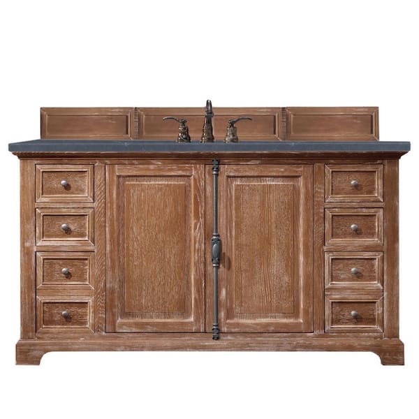 James Martin Vanities Providence 60 in. W x 23.5 in.D x 34.3 in.H Single Bath Vanity in Driftwood with Quartz Top in Charcoal Soapstone