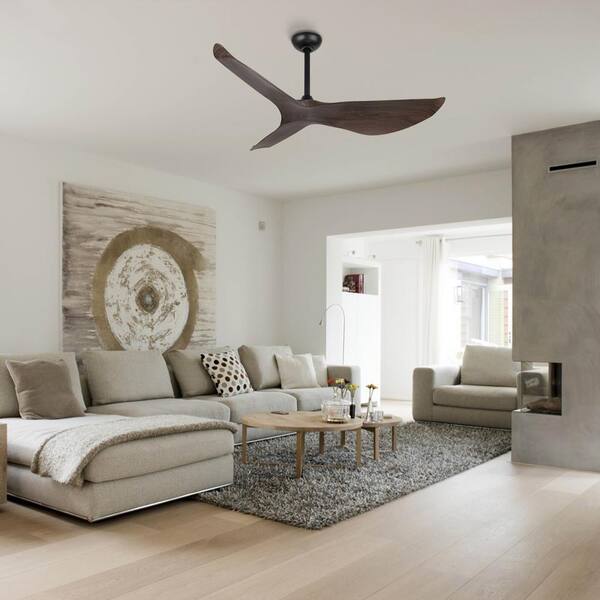 WINGBO 52 in. 6 Fan Speeds White and Black Ceiling Fan with 3