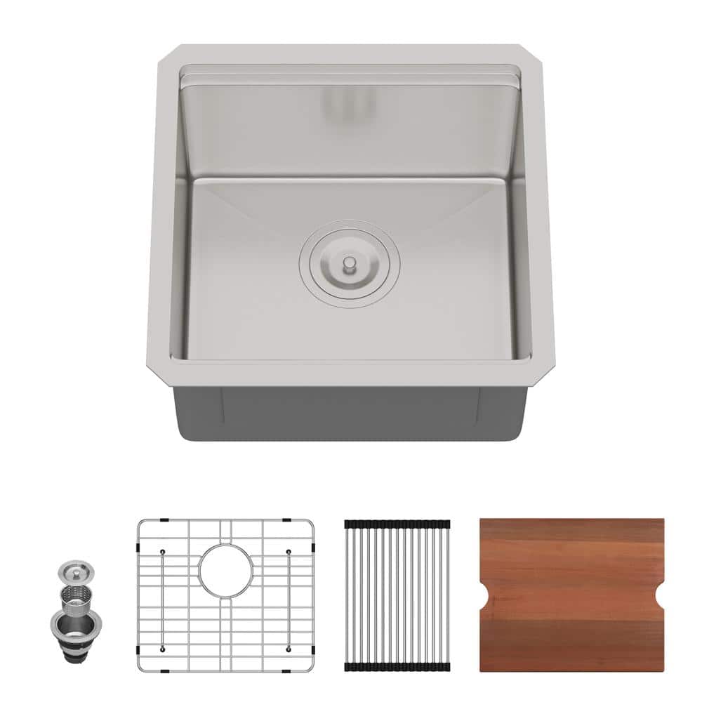 17 in. Undermount Single Bowl 16 Gauge Brushed Nickel Stainless Steel Kitchen Sink price history on PriceWatchPro