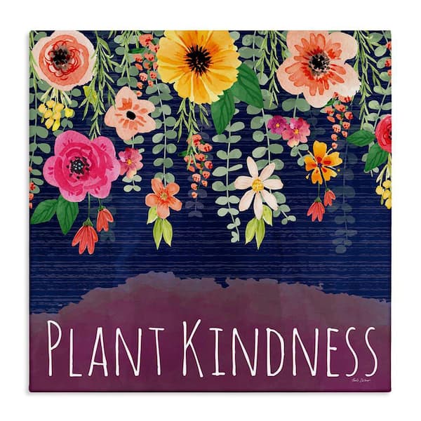 Stupell Industries Plant Kindness with Florals by Nicole DeCamp Unframed Typography Graphic Art Print 30 in. x 5 in.