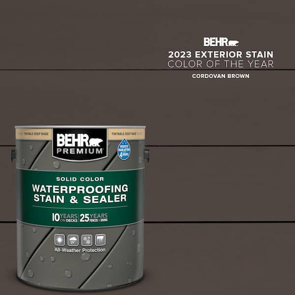BEHR PREMIUM 1 gal. #SC-104 Cordovan Brown Solid Color Waterproofing Exterior Wood Stain and Sealer