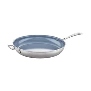 Spirit Coated 14 in. Stainless Steel Ceramic Nonstick Frying Pan in Silver