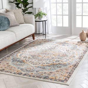 Rodeo Waco Vintage Bohemian Eclectic Medallion Botanical Beige 5 ft. 3 in. x 7 ft. 3 in. Area Rug