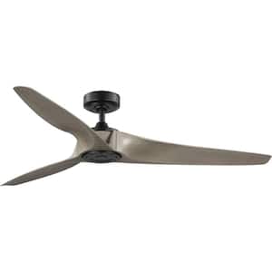 Manvel 60 in. Indoor/Outdoor Matte Black Urban Industrial Ceiling Fan with Remote Included for Great Room