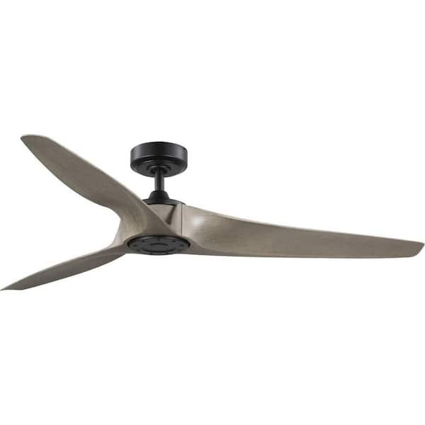 Progress Lighting Manvel 60 in. Indoor/Outdoor Matte Black Urban Industrial Ceiling Fan with Remote Included for Great Room
