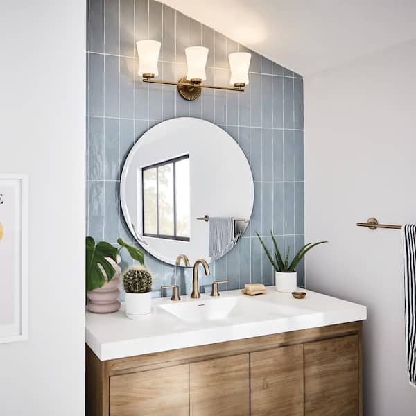 Brianne 24.5 in. 3-Light Brushed Natural Brass Mid-Century Modern Bathroom Vanity Light