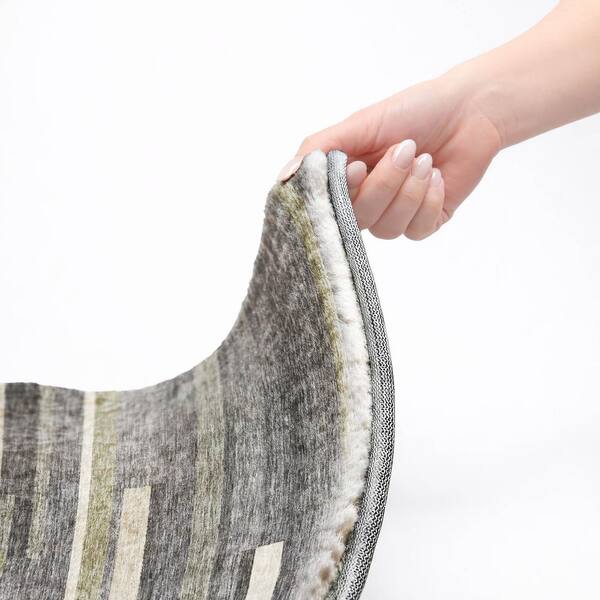 Dream Shag Premium Machine Washable Abstract ADS766 Charcoal 8 ft. x 8 ft. Round Rug