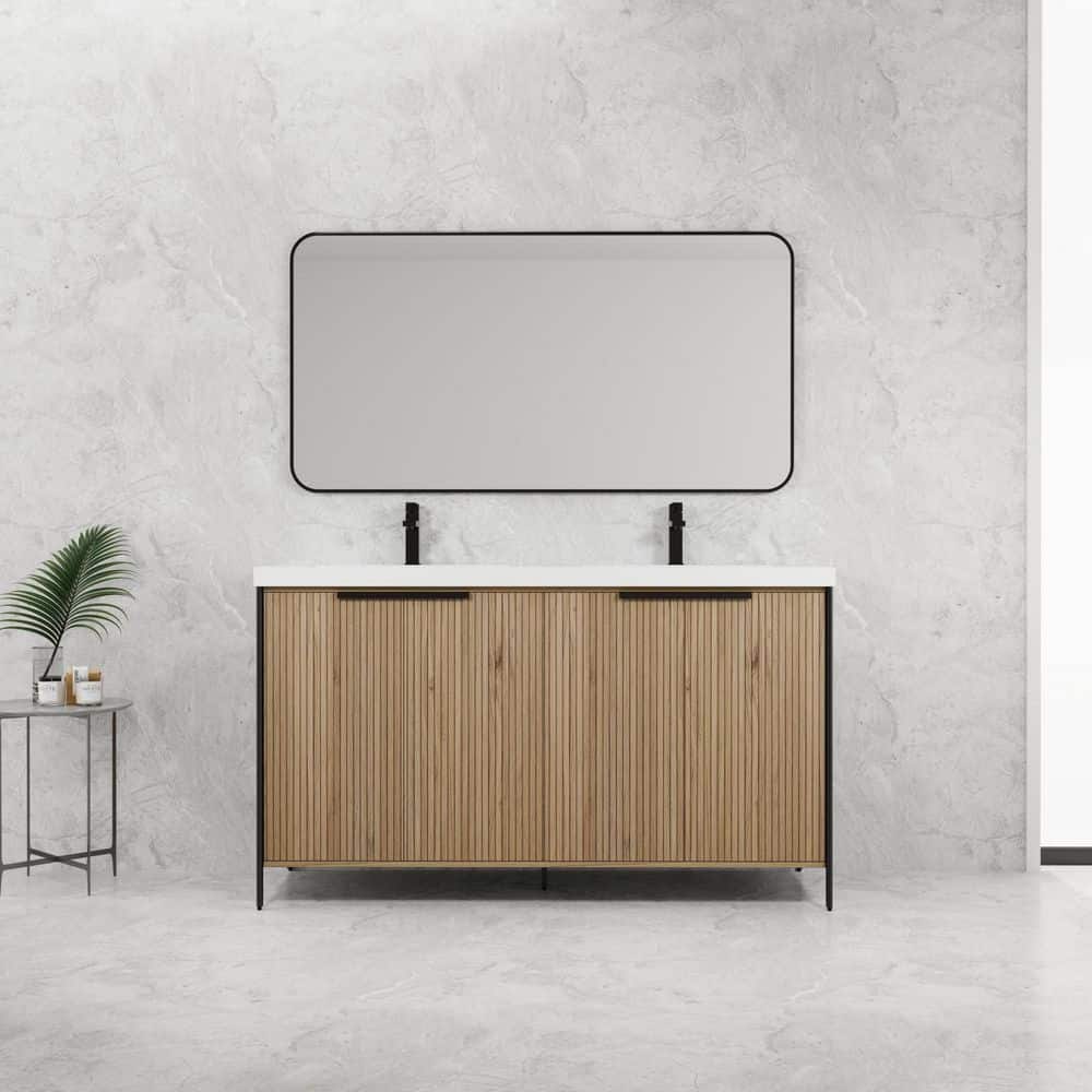 59.1 in. W x 19.7 in.D x 34.94 in.H Double Sink Freestanding Bath Vanity in