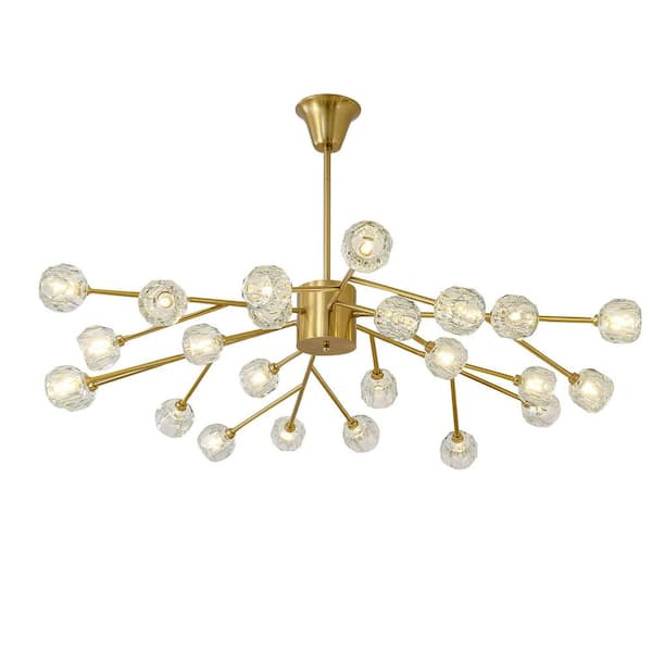 24-Lights Sputnik Chandeliers Gold Modern Crystal Pendant Light Mid Century Chandelier for Living Room Dining Room