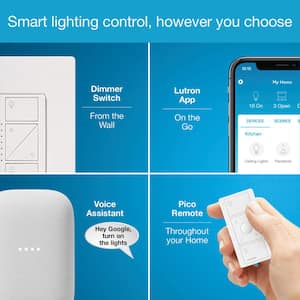Caseta Smart Lighting Dimmer Switch (2 count) Kit with Smart Hub, Pedestals for Pico Remotes (P-BDG-PKG2W)