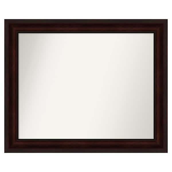 Amanti Art Coffee Bean Brown 33.25 in. x 27.25 in. Custom Non-Beveled Satin Recycled Polystyrene Framed Vanity Wall Mirror