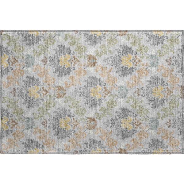 Mayfield Premium Machine Washable Abstract AMF2544 Silver 2 ft. x 3 ft. Accent Rug