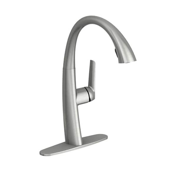 PRIVATE BRAND UNBRANDED Deveral Single-Handle Pull Down Sprayer Kitchen Faucet in Brushed Nickel