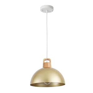 Joylin 1-Light Gold Shaded Single Dome Pendant Light with Metal Shade, No Bulbs Included