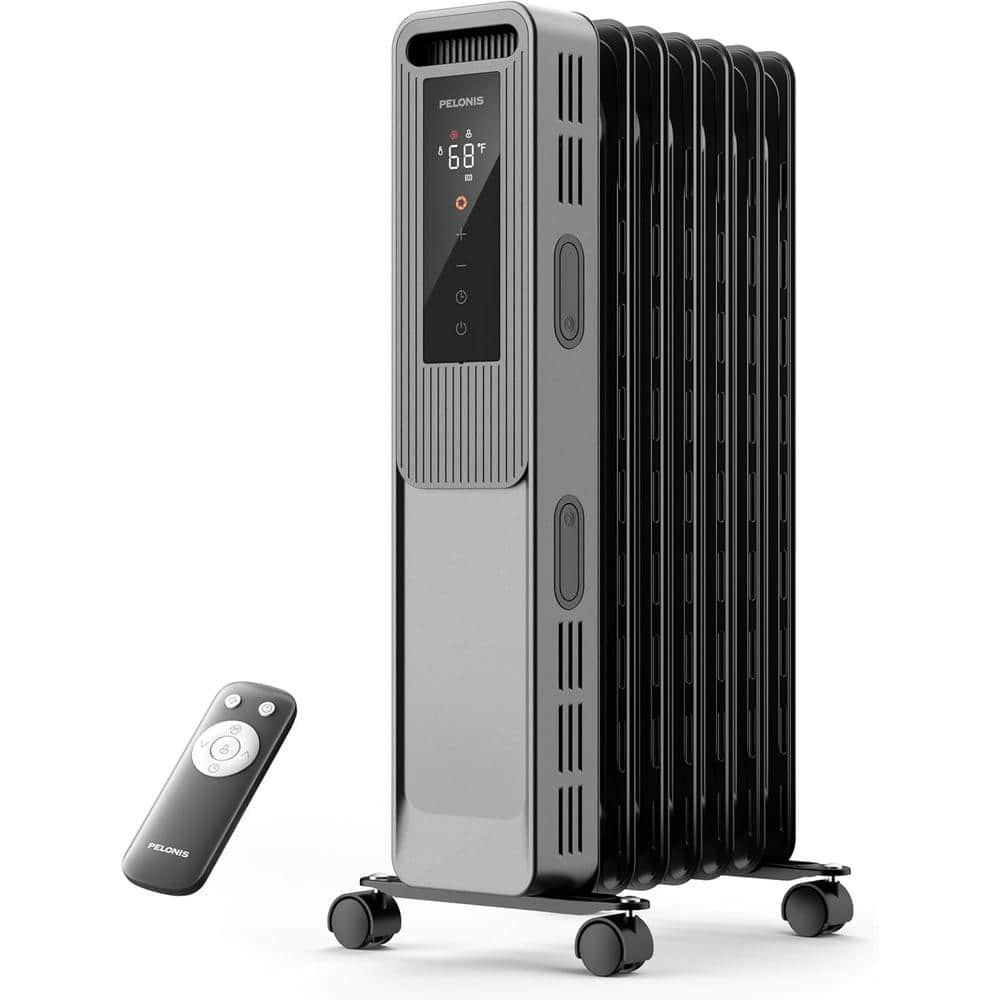 Lukyamzn 1500W Black Indoor Tower Oil-Filled Radiator Heater with ...