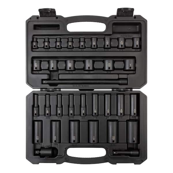 TEKTON 3/8 in. Drive 6-Point Impact Socket Set, 33-Piece (1/4 in. - 1 in.)