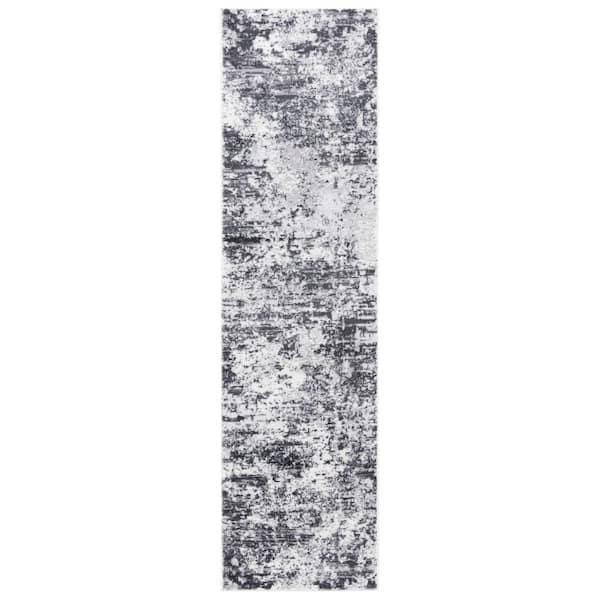 Amelia 2 ft. x 6 ft. Charcoal/Ivory Abstract Runner Rug