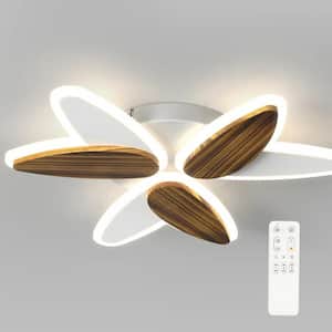 19 in. White Modern Indoor Dimmable Integrated LED Novel Geometric Heart Shaped Flush Mount Ceiling Light with Remote