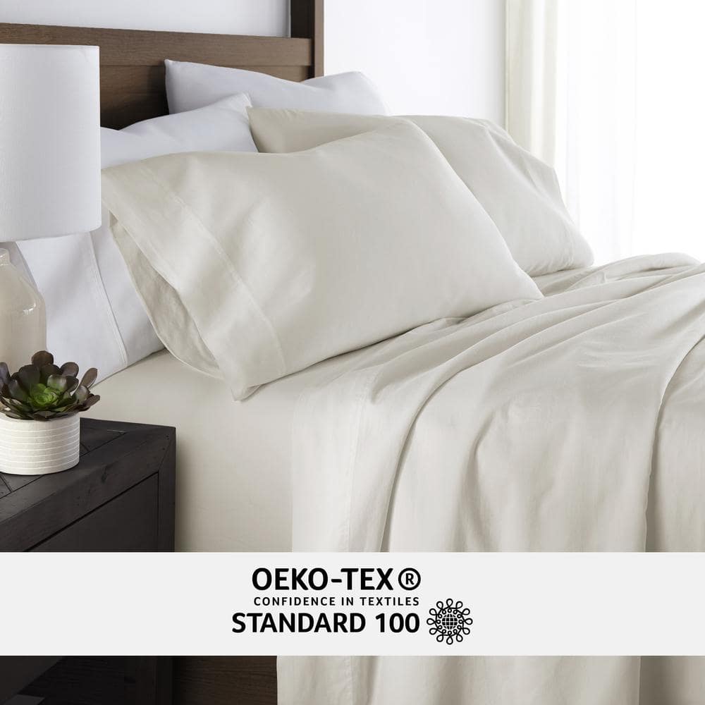 Ivory King Cotton Deep Pocket Solid Sheet Set