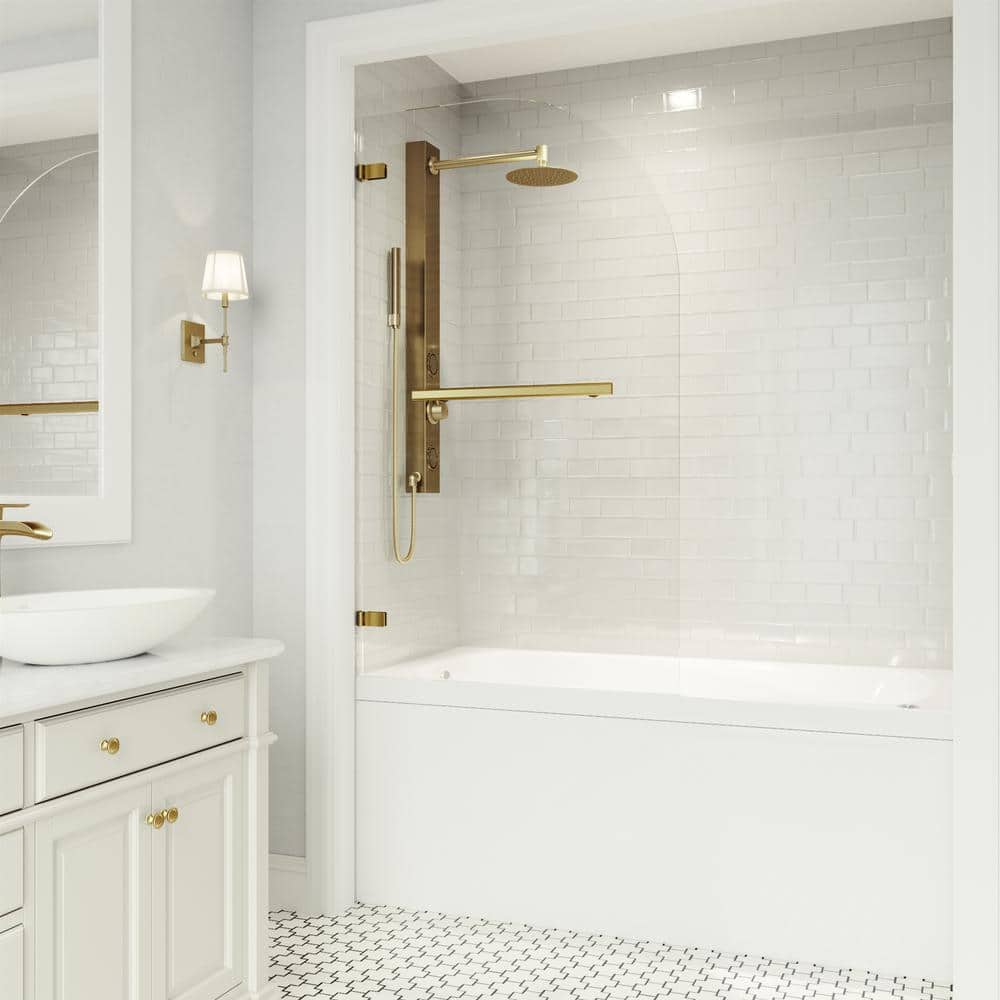 Orion 34" W x 58" H Frameless Hinged Tub Door with Clear Glass