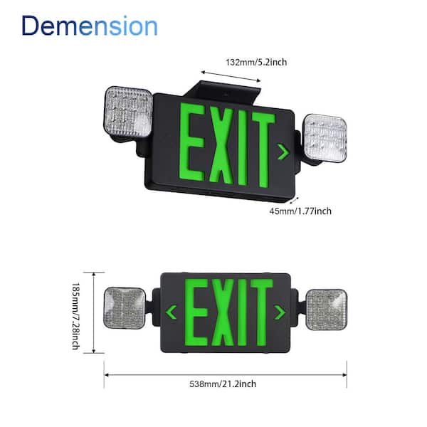 EXIT 照明器具 Ahfiwaso Efficient Hardwired 120-Volt Integrated LED Black Exit