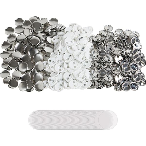 500-Sets 25 mm Pin Back Button Parts for Button Maker, DIY Round Badge Kit, Includes Metal Tops