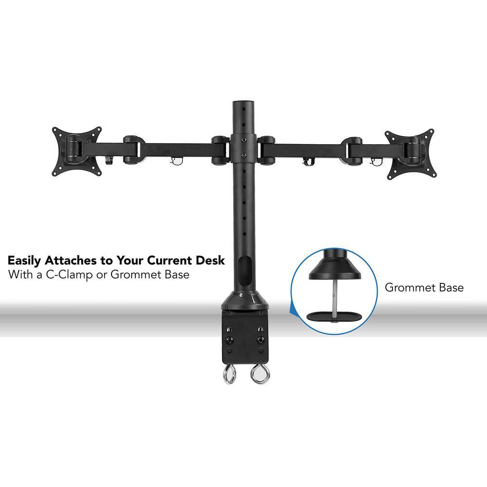 Dual Monitor Aluminum Alloy Desk Mount with C-Clamp Base