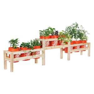 125 in. x 16 in. x 30 in. 2-Tiers 9-Bucket Elevated Unfinished Wood Cedar Garden Frame Raised Beds