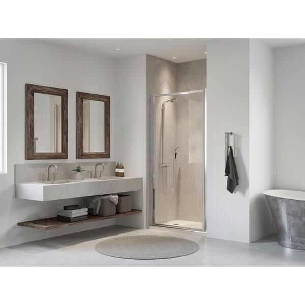 Coastal Shower Doors Legend 33.625 in. to 34.625 in. x 64 in. Framed Hinged  Shower Door in Chrome with Clear Glass L34.66B-C - The Home Depot