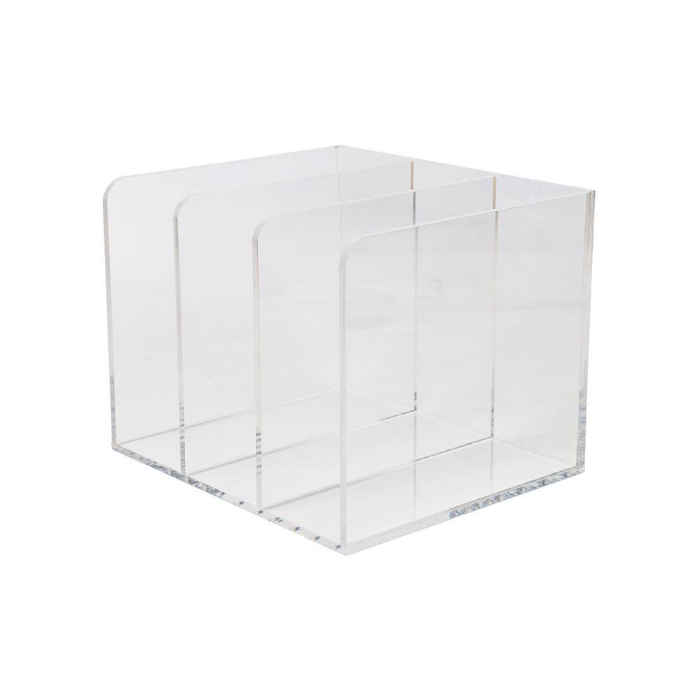 Clear Acrylic 3 Section File Holder with Anti-Slip Feet