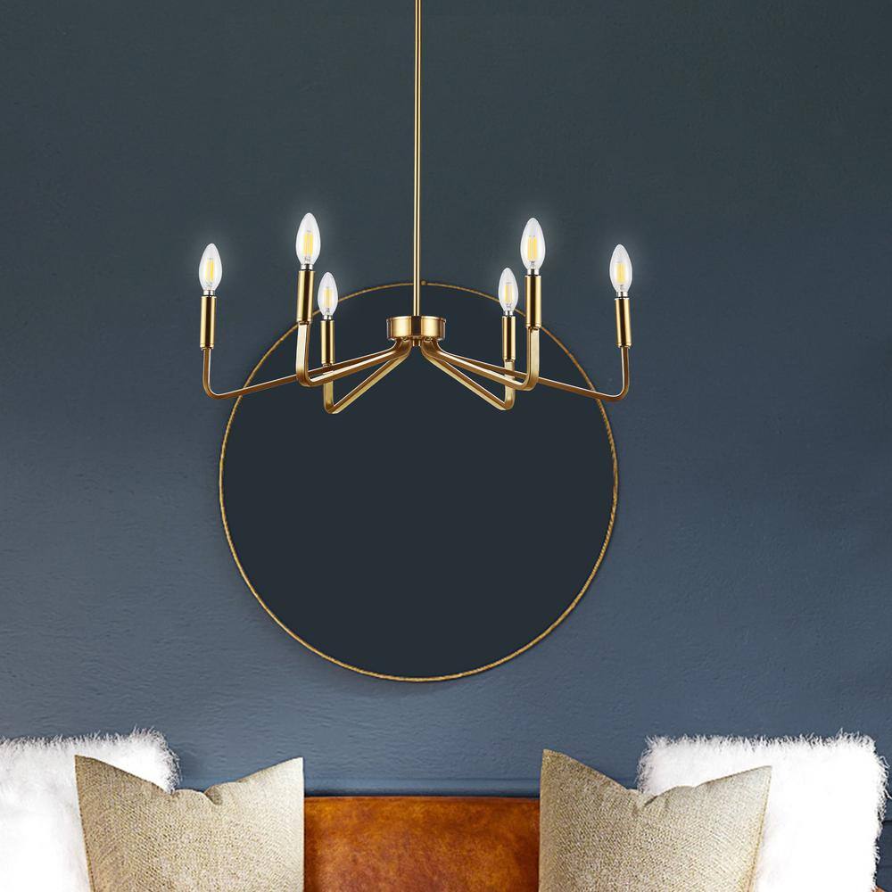 Aged Brass 6-Light Traditional Black Candlestick Chandelier