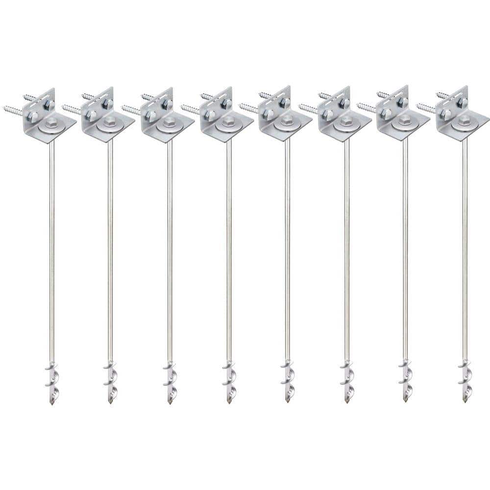 MOEPISY Ground Anchors Screw in 24 in. Set of 8 with Brackets and