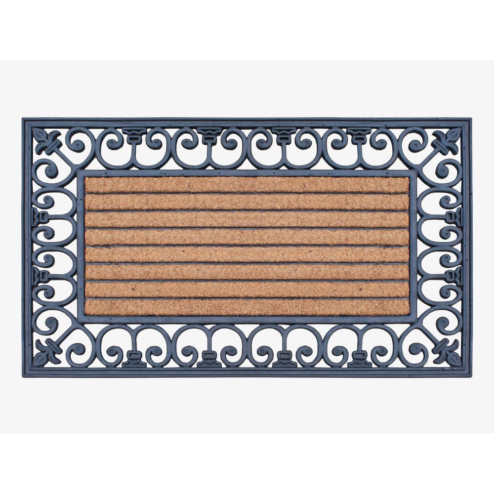 A1 Home Collections A1hc First Impression Eye Pin Black 23.5 in. x 35.5 in. Rubber Heavy Duty, Easy to Clean Indoor/Outdoor Doormat