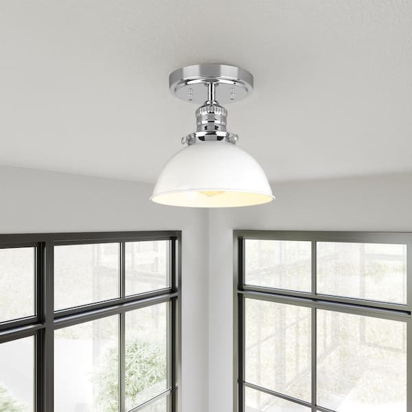 Design House Savannah 8 in. 1-Light Polished Chrome Semi Flush Mount  Ceiling Light with Satin White Shade 588319-PC - The Home Depot