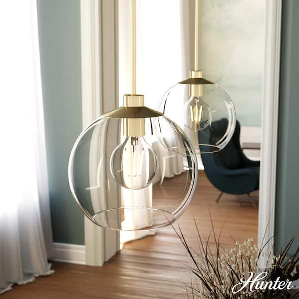 Hunter Xidane 1-Light Alturas Gold Crystal Pendant Light with Clear Glass Shades