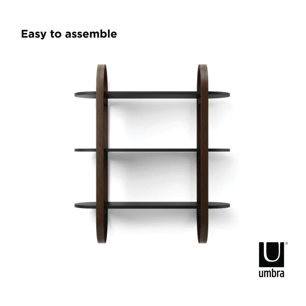 Bellwood Black Walnut 3-Tier Floating Wall Shelf