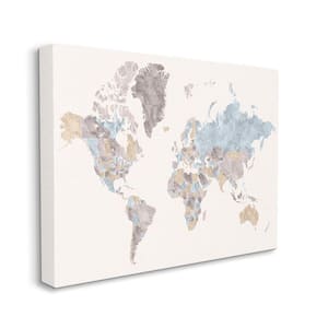 "World Map with Borders Contrasting Regional Tones" by BlursByAI Unframed Print Abstract Wall Art 24 in. x 30 in.