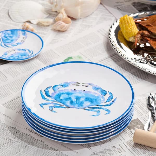 Certified International Beach House Crab Blue Melamine Dinner
