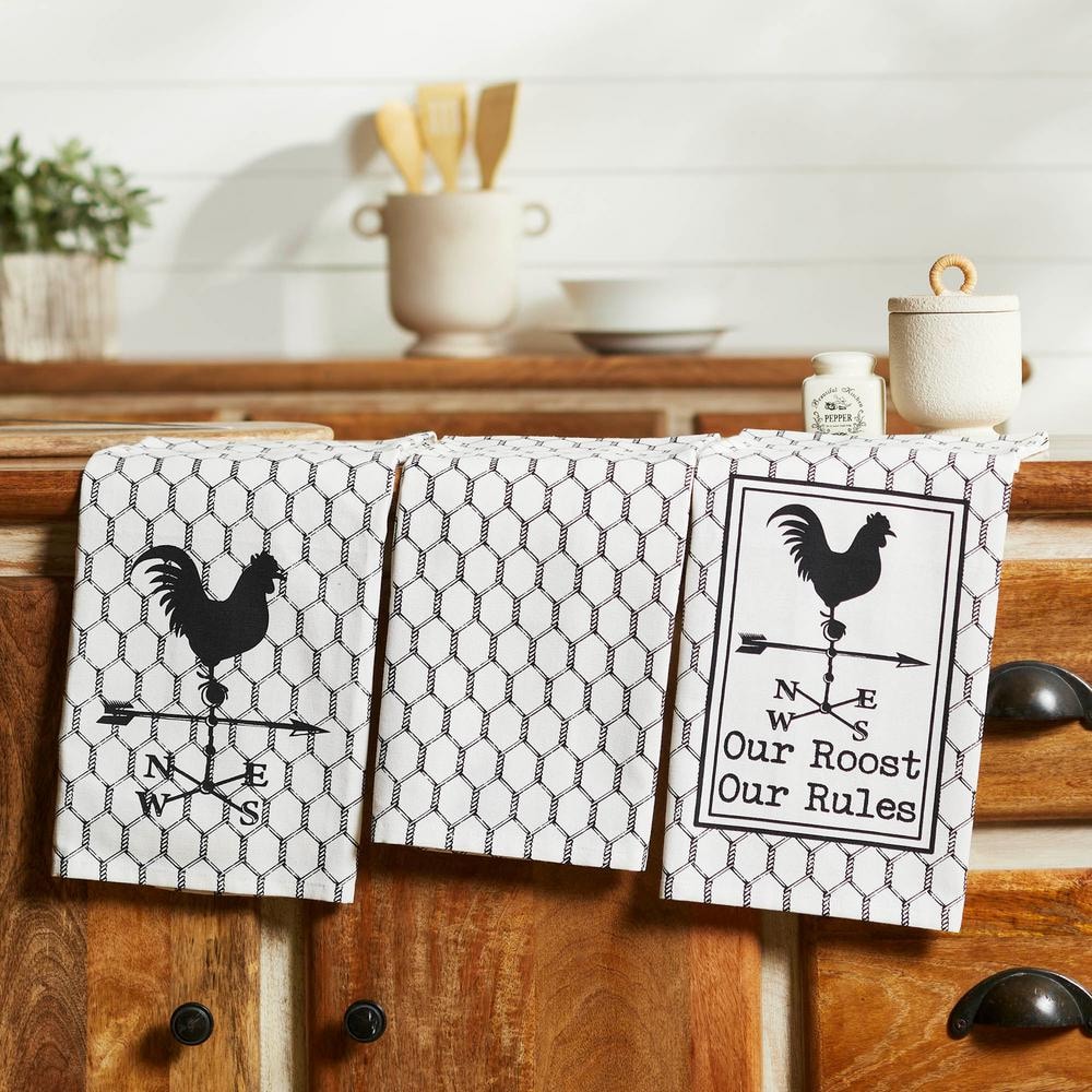 Down Home Soft White Cotton Farmhouse Tea Towel Set