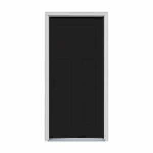 30 in. x 80 in. 3-Panel Craftsman Black Painted Steel Prehung Right-Hand Inswing Front Door w/Brickmould