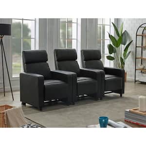 Toohey 3-Piece Black Faux Leather Upholstered Tufted Recliner Living Room Set