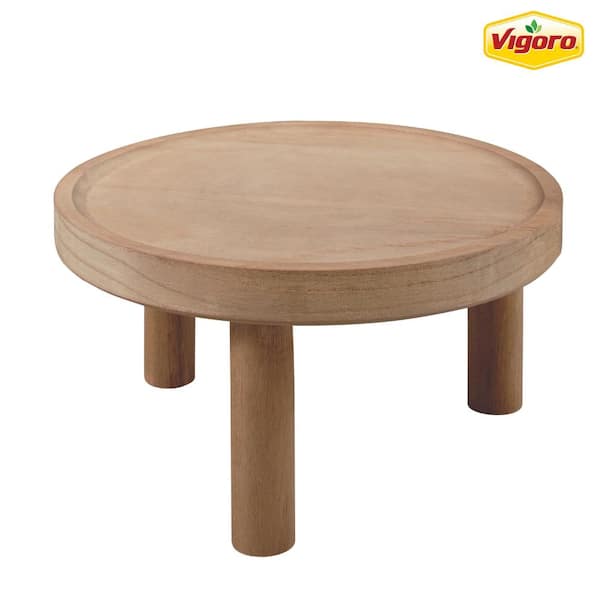 10 in. Footed Medium Brown Wood Planter Stand (10 in. L x 10 in. W x 5 in. H)