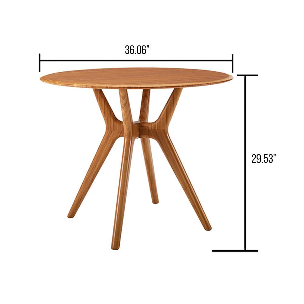 Sitka 36" Amber Round Mid-Century Modern Bamboo Dining Table
